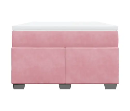 Lova Su Spyruoklėmis Ir Čiužiniu, Rožinė, 120X190cm Aksomas