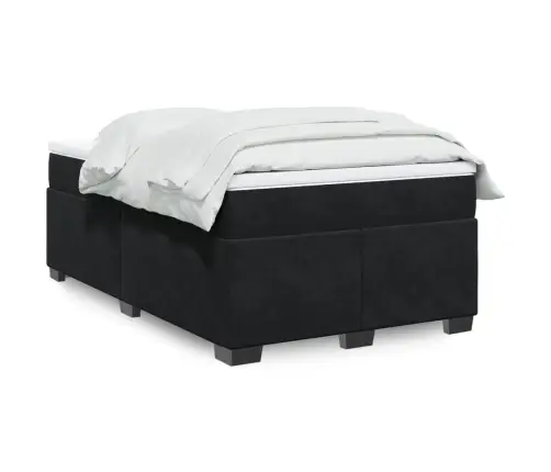 Atsperu Gulta Ar Matraci, Melna Samts, 120X200 Cm Vidaxl