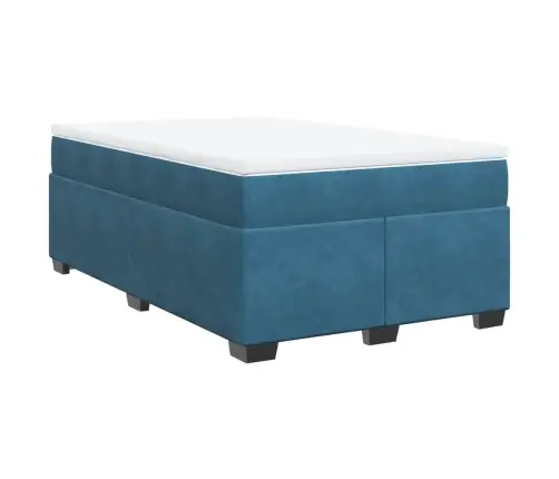 Atsperu Gulta Ar Matraci, Tumši Zils Samts, 120X200 Cm Vidaxl