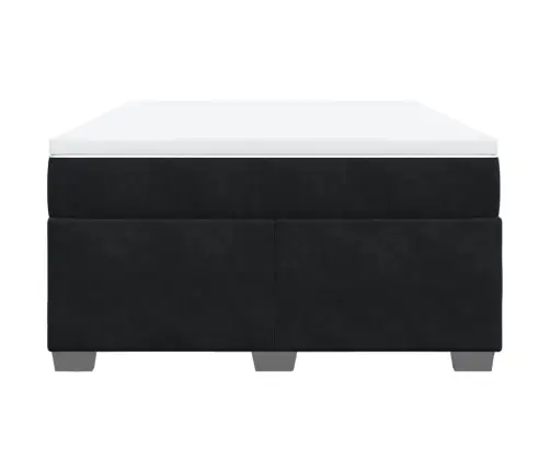 Lova Su Spyruoklėmis Ir Čiužiniu, Juoda, 140X190 cm Aksomas