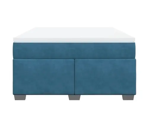 Atsperu Gulta Ar Matraci, Tumši Zils Samts, 140X190 Cm Vidaxl