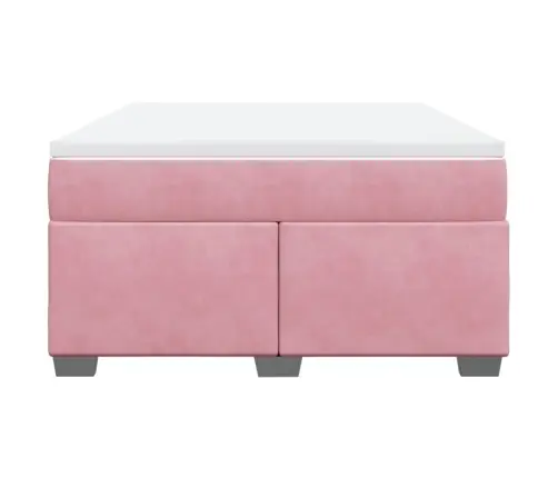 Atsperu Gulta Ar Matraci, Rozā Samts, 140X190 Cm Vidaxl