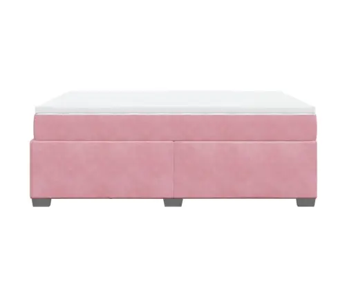 Atsperu Gulta Ar Matraci, Rozā Samts, 140X190 Cm Vidaxl