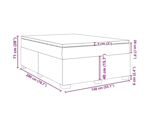 Kontinentaalvoodi Madratsiga, Tumehall, 140X200 cm Samet