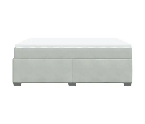 Lova Su Spyruoklėmis Ir Čiužiniu, Pilka, 160X200 cm Aksomas