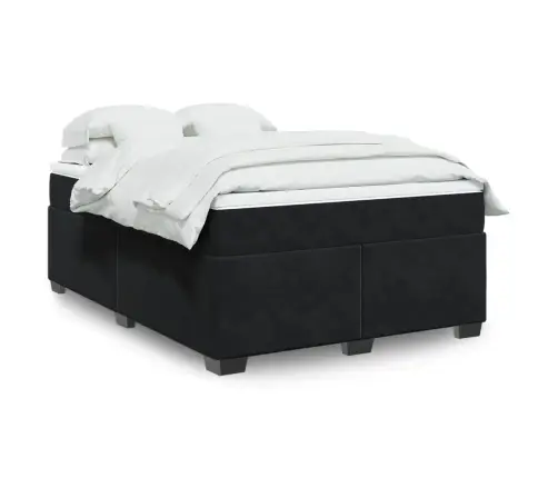 Atsperu Gulta Ar Matraci, Melna Samts, 160X200 Cm Vidaxl