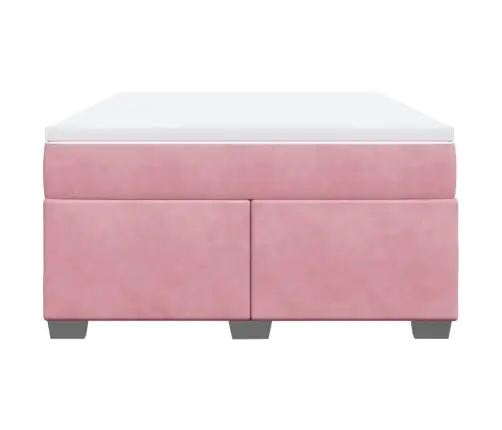 Atsperu Gulta Ar Matraci, Rozā Samts, 160X200 Cm Vidaxl