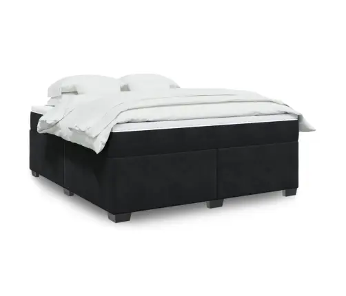 Kontinentaalvoodi Madratsiga, Must, 180X200 cm Samet