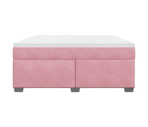 Lova Su Spyruoklėmis Ir Čiužiniu, Rožinė, 180X200 cm Aksomas