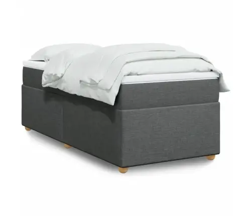 Atsperu Gultas Rāmis Ar Matraci, Tumši Pelēka, 80X200Cm, Audums Vidaxl