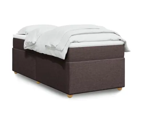 Atsperu Gultas Rāmis Ar Matraci, Tumši Brūna, 80X200 Cm, Audums Vidaxl