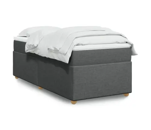 Atsperu Gulta Ar Matraci, Tumši Pelēka, 90X190 Cm, Audums Vidaxl