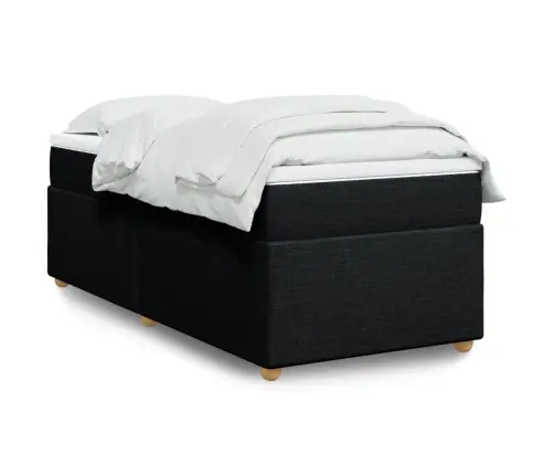 Atsperu Gulta Ar Matraci, Melna, 90X190 Cm, Audums Vidaxl