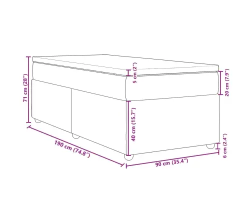 Atsperu Gulta Ar Matraci, Pelēkbrūns, 90X190 Cm, Audums Vidaxl
