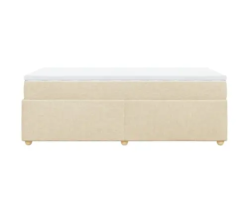 Atsperu Gulta Ar Matraci, Krēmkrāsas, 90X190 Cm, Audums Vidaxl