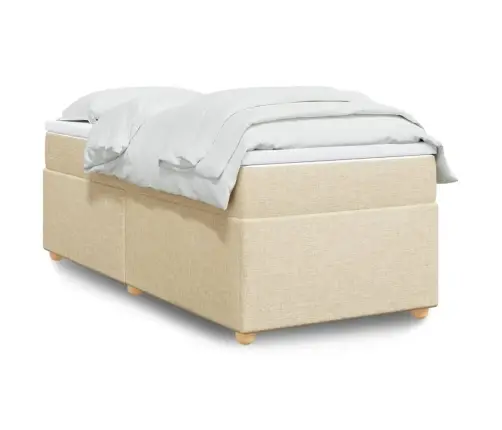 Atsperu Gulta Ar Matraci, Krēmkrāsas, 90X190 Cm, Audums Vidaxl