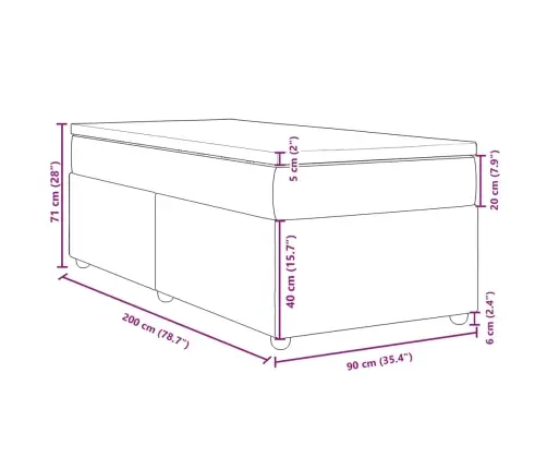 Atsperu Gultas Rāmis Ar Matraci, Tumši Brūna, 90X200 Cm, Audums Vidaxl