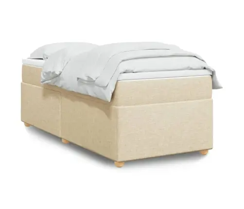 Atsperu Gultas Rāmis Ar Matraci, Krēmkrāsas, 90X200 Cm, Audums Vidaxl