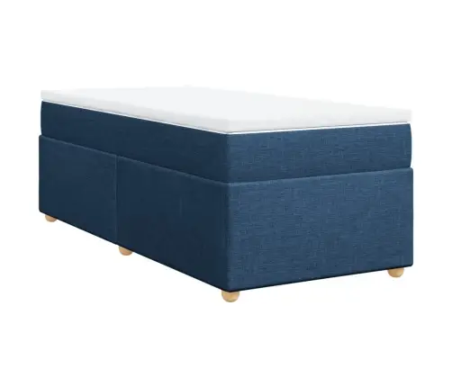 Atsperu Gultas Rāmis Ar Matraci, Zils, 90X200 Cm, Audums Vidaxl