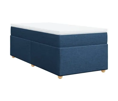 Atsperu Gultas Rāmis Ar Matraci, Zils, 90X200 Cm, Audums Vidaxl
