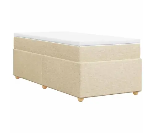 Atsperu Gultas Rāmis Ar Matraci, Krēmkrāsas, 100X200 Cm, Audums Vidaxl