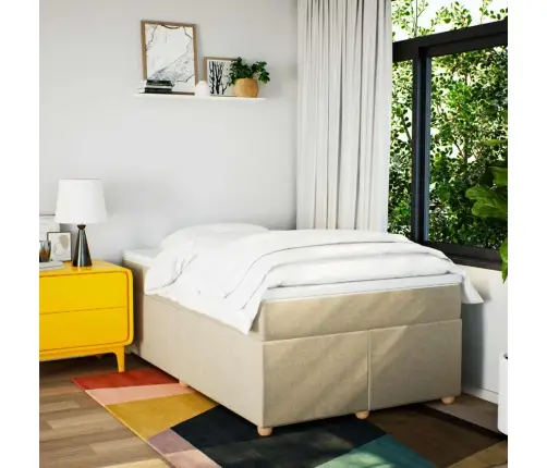 Atsperu Gulta Ar Matraci, Krēmkrāsas Audums, 120X190 Cm Vidaxl