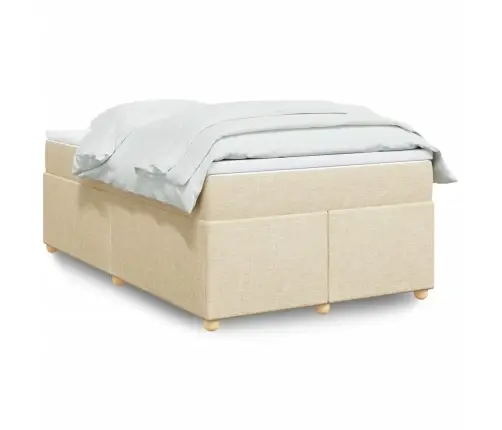 Atsperu Gulta Ar Matraci, Krēmkrāsas Audums, 120X190 Cm Vidaxl