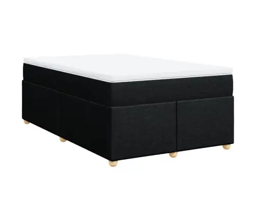 Atsperu Gultas Rāmis Ar Matraci, Melna Audums, 120X200 Cm Vidaxl
