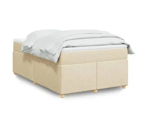 Lova Su Spyruoklėmis Ir Čiužiniu, Kreminė, 120X200 cm Audinys