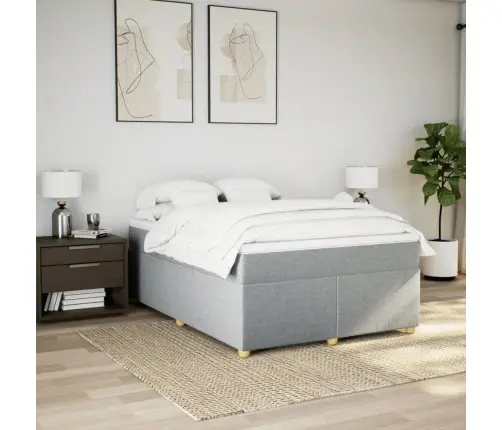 Atsperu Gulta Ar Matraci, Gaiši Pelēka Audums, 140X190 Cm Vidaxl