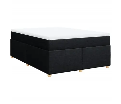 Atsperu Gulta Ar Matraci, Melna Audums, 140X190 Cm Vidaxl