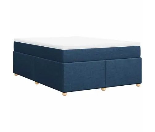 Lova Su Spyruoklėmis Ir Čiužiniu, Mėlyna, 140X190 cm Audinys