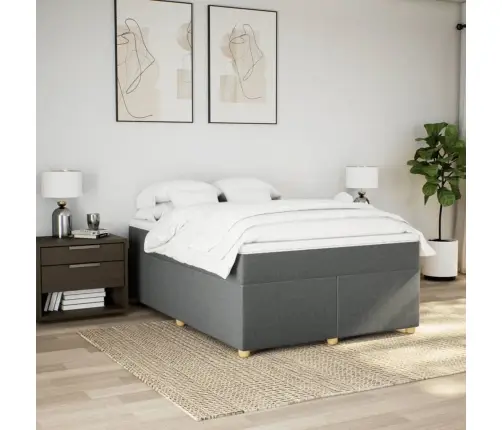 Atsperu Gulta Ar Matraci, Tumši Pelēka, 140X200 Cm, Audums Vidaxl