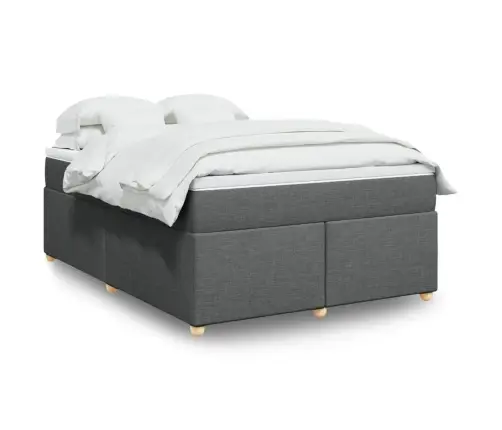 Atsperu Gulta Ar Matraci, Tumši Pelēka, 140X200 Cm, Audums Vidaxl