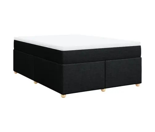 Lova Su Spyruoklėmis Ir Čiužiniu, Juoda, 140X200 cm Audinys