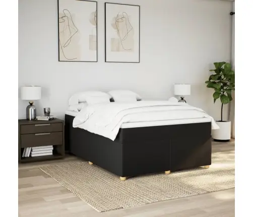 Lova Su Spyruoklėmis Ir Čiužiniu, Juoda, 140X200 cm Audinys