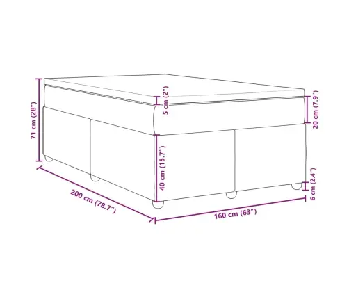 Atsperu Gulta Ar Matraci, Gaiši Pelēka Audums, 160X200 Cm Vidaxl