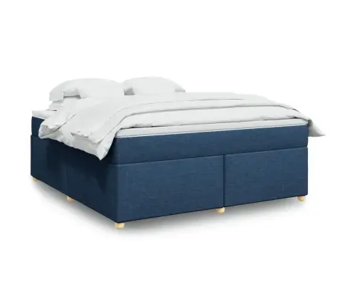 Lova Su Spyruoklėmis Ir Čiužiniu, Mėlyna, 180X200 cm Audinys