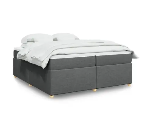 Atsperu Gulta Ar Matraci, Tumši Pelēka Audums, 200X200Cm Vidaxl