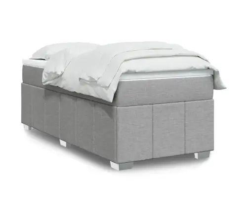 Atsperu Gultas Rāmis Ar Matraci, Gaiši Pelēka Audums, 80X200 Cm Vidaxl