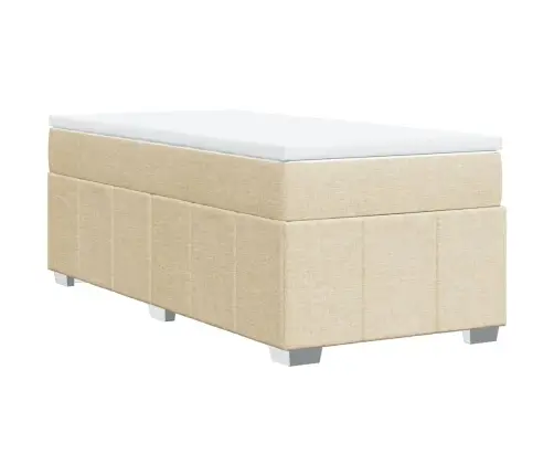 Atsperu Gultas Rāmis Ar Matraci, Krēmkrāsas, 80X200 Cm, Audums Vidaxl