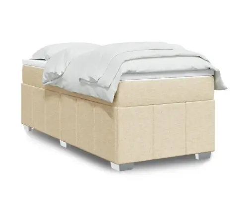 Atsperu Gultas Rāmis Ar Matraci, Krēmkrāsas, 80X200 Cm, Audums Vidaxl