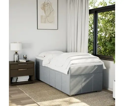 Atsperu Gulta Ar Matraci, Gaiši Pelēka, 90X190 Cm, Audums Vidaxl