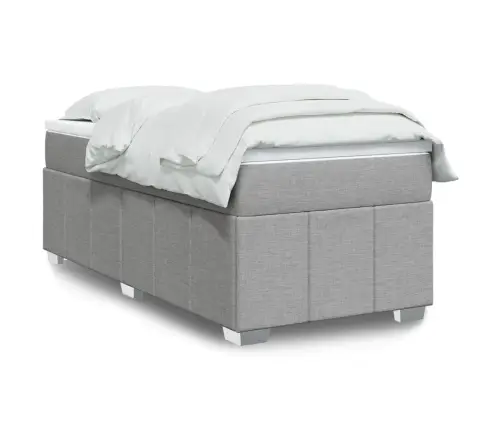 Atsperu Gulta Ar Matraci, Gaiši Pelēka, 90X190 Cm, Audums Vidaxl