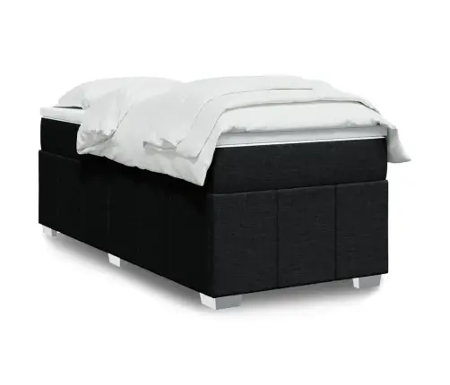 Atsperu Gultas Rāmis Ar Matraci, Melna, 90X200 Cm, Audums Vidaxl