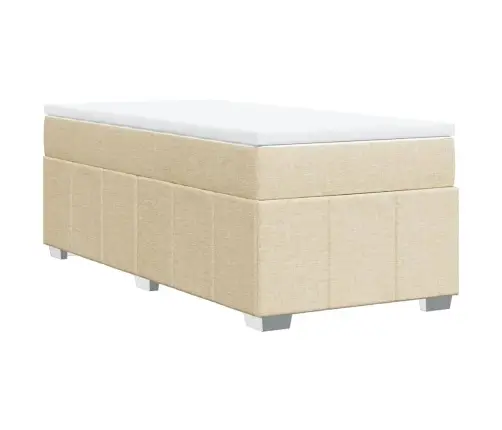Atsperu Gultas Rāmis Ar Matraci, Krēmkrāsas, 90X200 Cm, Audums Vidaxl