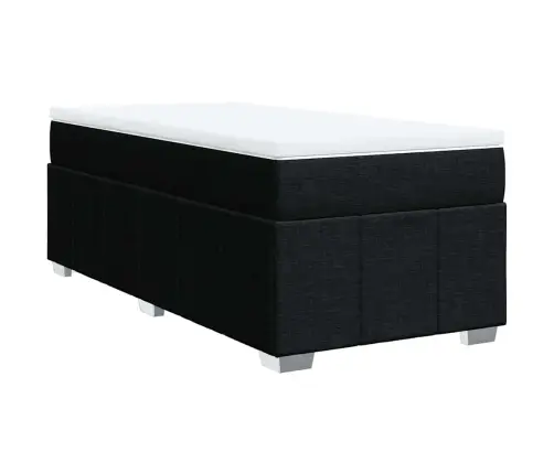 Atsperu Gultas Rāmis Ar Matraci, Melna Audums, 100X200 Cm Vidaxl