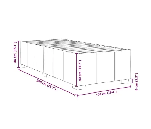 Atsperu Gultas Rāmis Ar Matraci, Melna Audums, 100X200 Cm Vidaxl