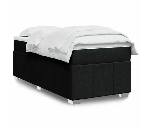Atsperu Gultas Rāmis Ar Matraci, Melna Audums, 100X200 Cm Vidaxl