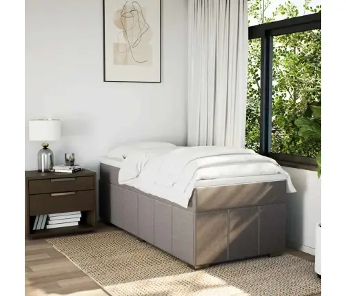 Atsperu Gultas Rāmis Ar Matraci, Pelēkbrūns, 100X200 Cm, Audums Vidaxl